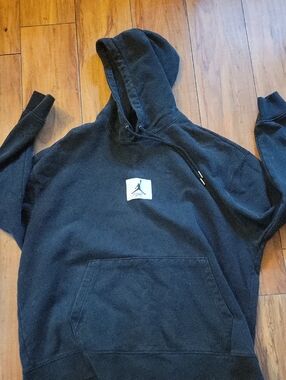 Jordan Black Hoodie with White Jumpman Patch